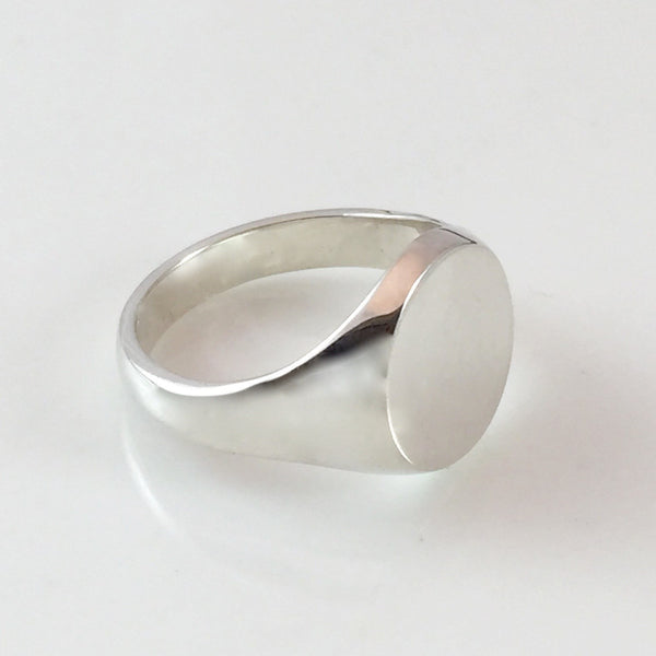 Classic Oval 16mm x 13mm - 9 Carat White Gold Signet Ring