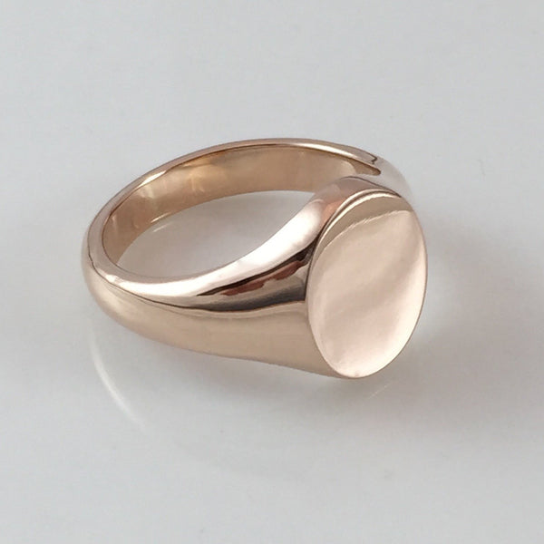 Classic Oval 14mm x 12mm - 9 Carat Rose Gold Signet Ring