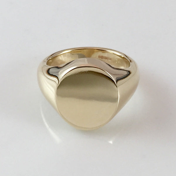 Classic Oval 14mm x 12mm -18 Carat Yellow Gold Signet Ring
