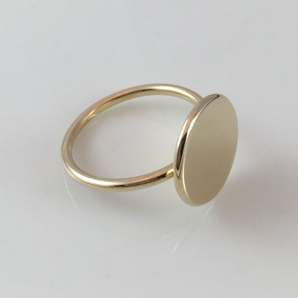 Round 15mm  -  9 Carat Yellow Gold Signet Ring