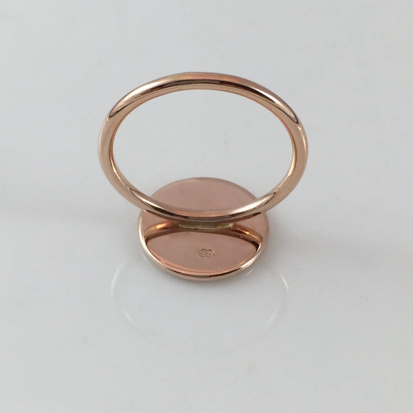 3 Initials Surface Engraved 15mm Round  -  9 Carat Rose Gold Signet Ring