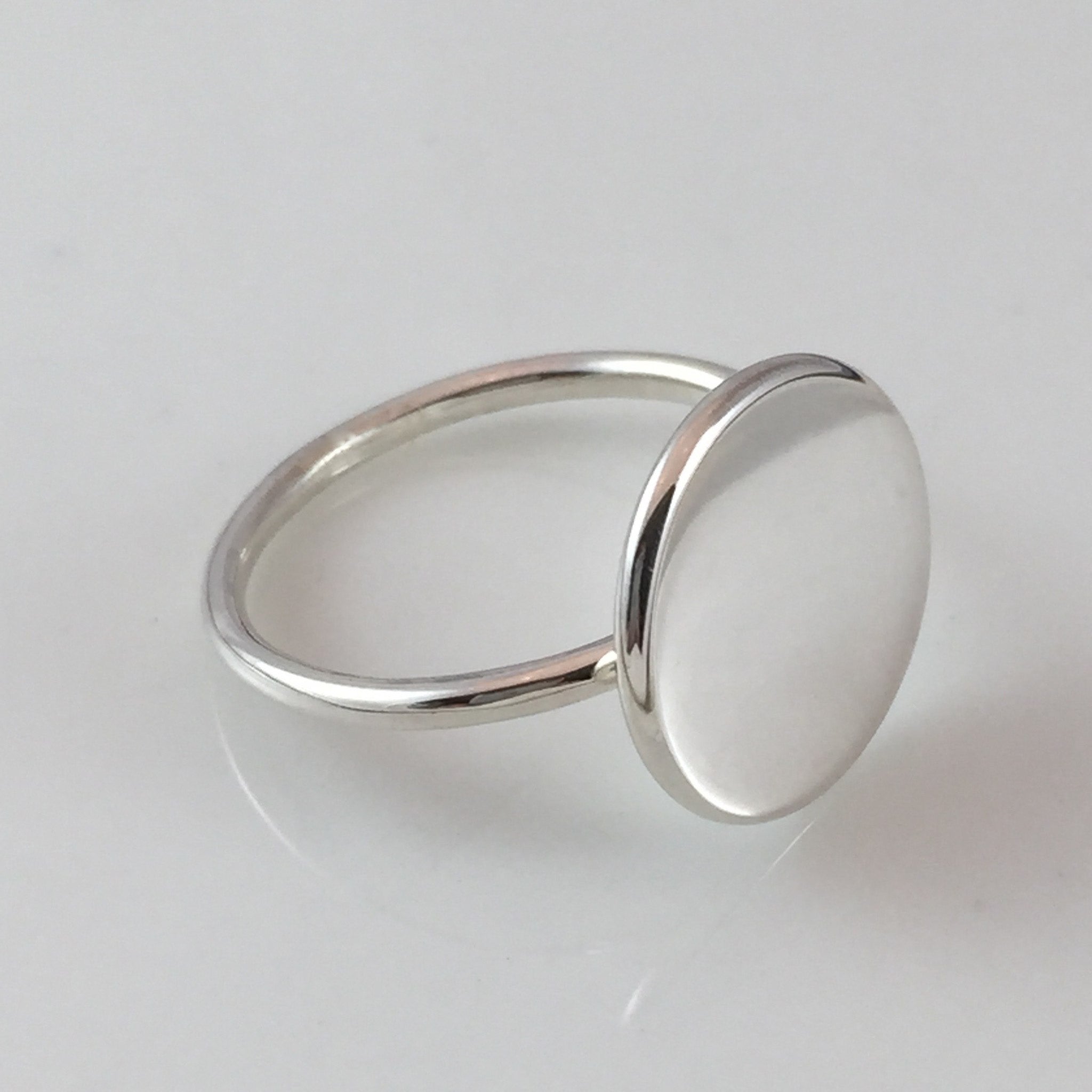 Family Coat of Arms Hand Engraved Round 15mm  -  Sterling Silver Signet Ring