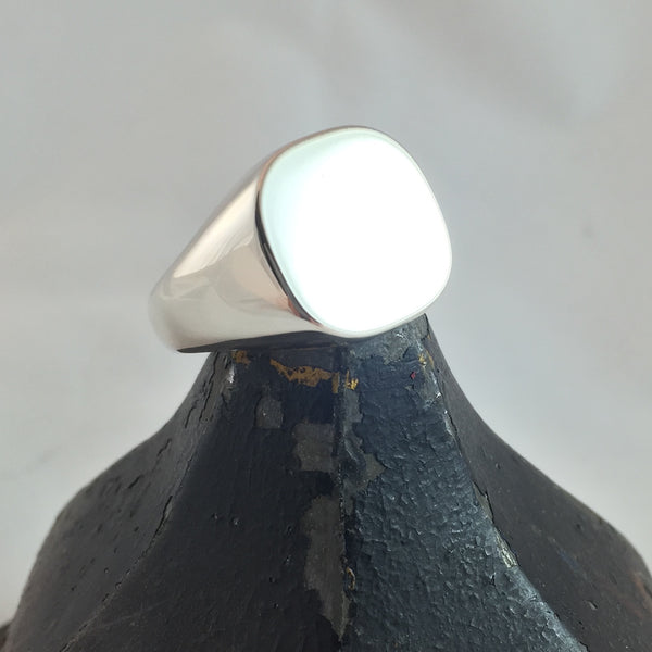 Cushion 14mm x 13mm - Sterling Silver Signet Ring