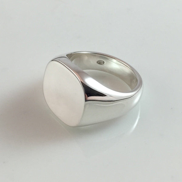 Cushion 16mm x 16mm - Sterling Silver Signet Ring