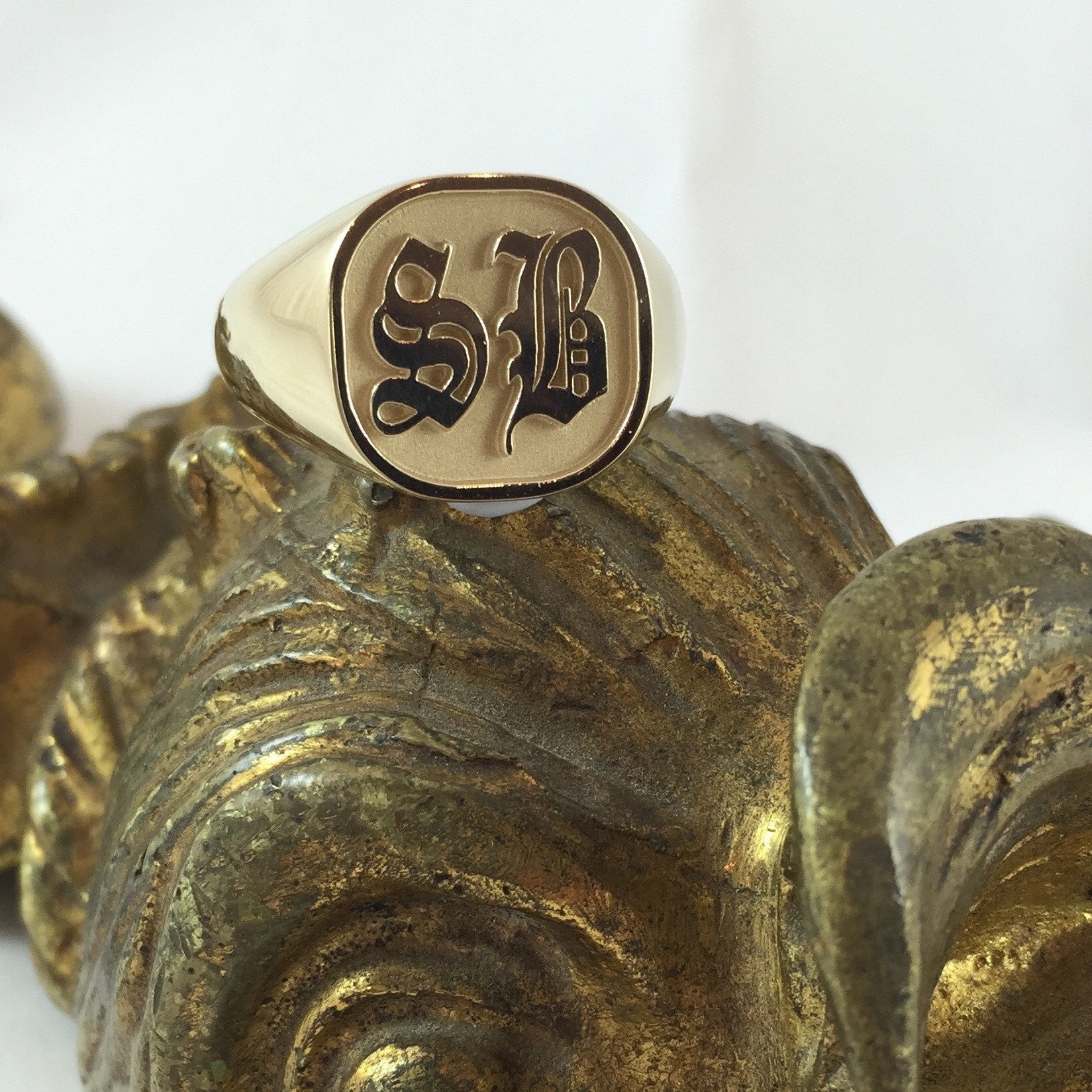 2 Initials CAD Designed  16mm x 16mm  - 9 Carat Yellow Gold Signet Ring