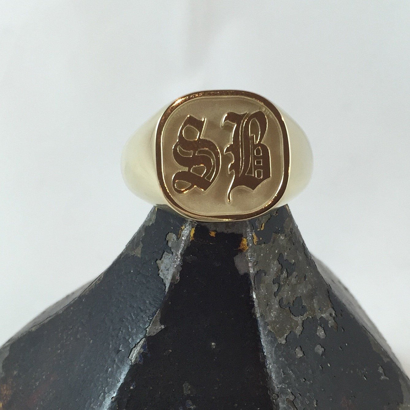 2 Initials CAD Designed  16mm x 16mm  - 9 Carat Yellow Gold Signet Ring