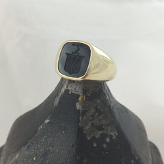 Engraved onyx sales signet ring