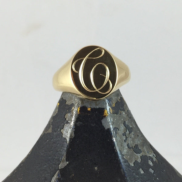 1-3 Initials Engraved  13mm x 11mm  -  9 Carat Yellow Gold Signet Ring
